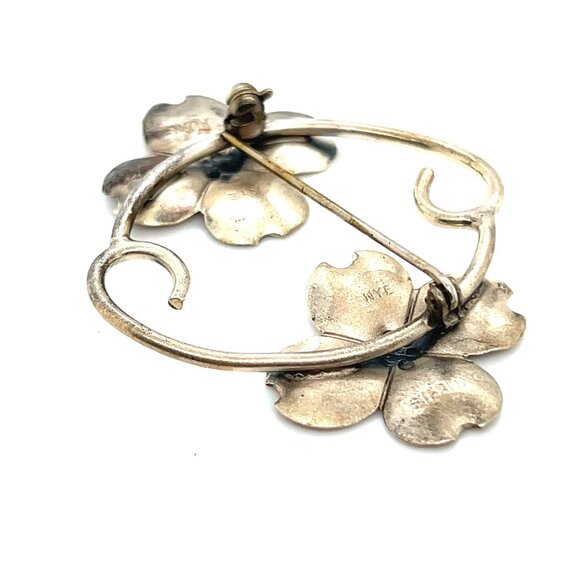 Vintage Stuart NYE Sterling Silver Pansy Flower Pin Brooch  Vintage Sterling NYE Brooch